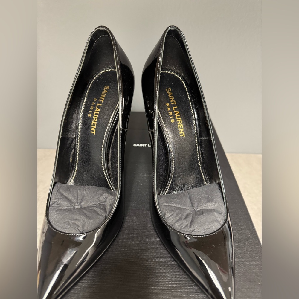 Yves Laurent Black Opyum patent leather 110 logo heel - Picture 7 of 8